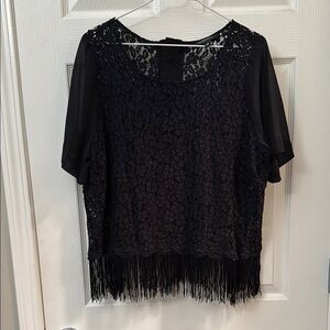 Michel Studio Black Lace Embellished Blouse